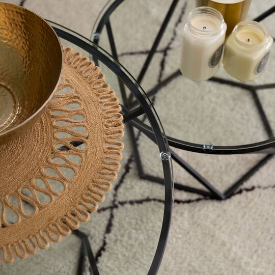 Walker Edison Black Geometric Glass Nesting Tables Set